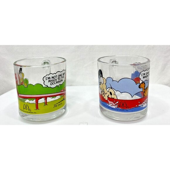 Set of 4 Garfield 1978 McDonalds Glass Mugs Coffee Cups Jim Davis Odie VTG - Picture 8 of 15